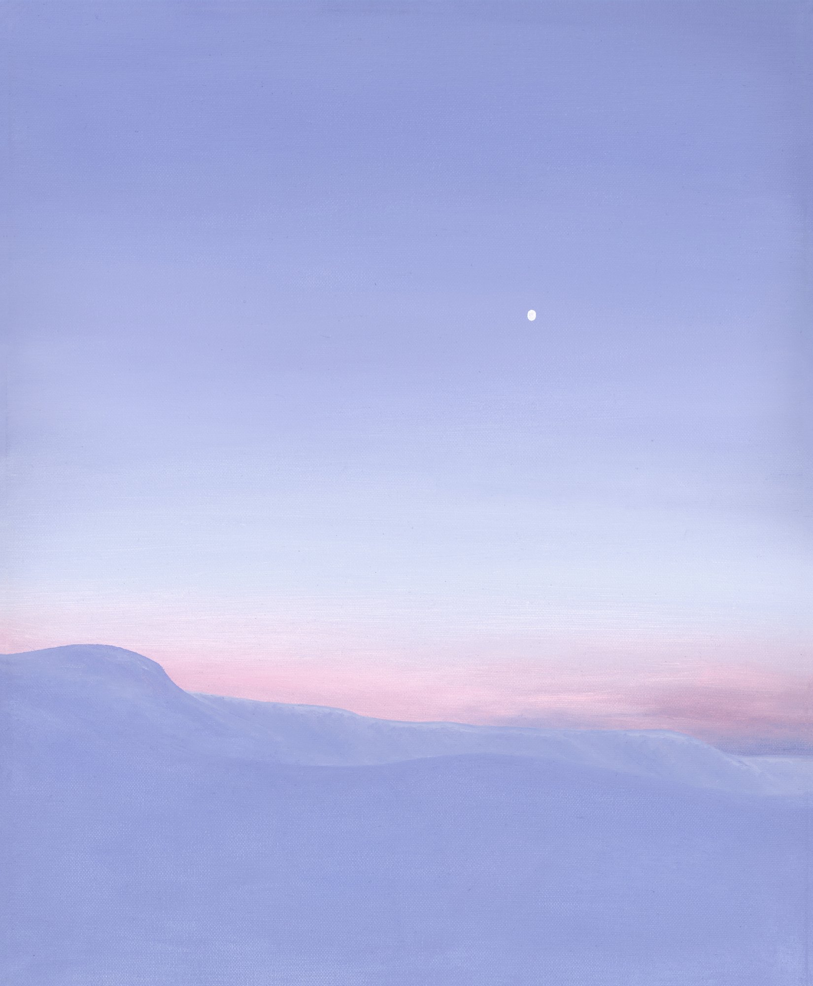 Aube enneigée au col de la Cicle, huile sur toile d'Inès Bottollier