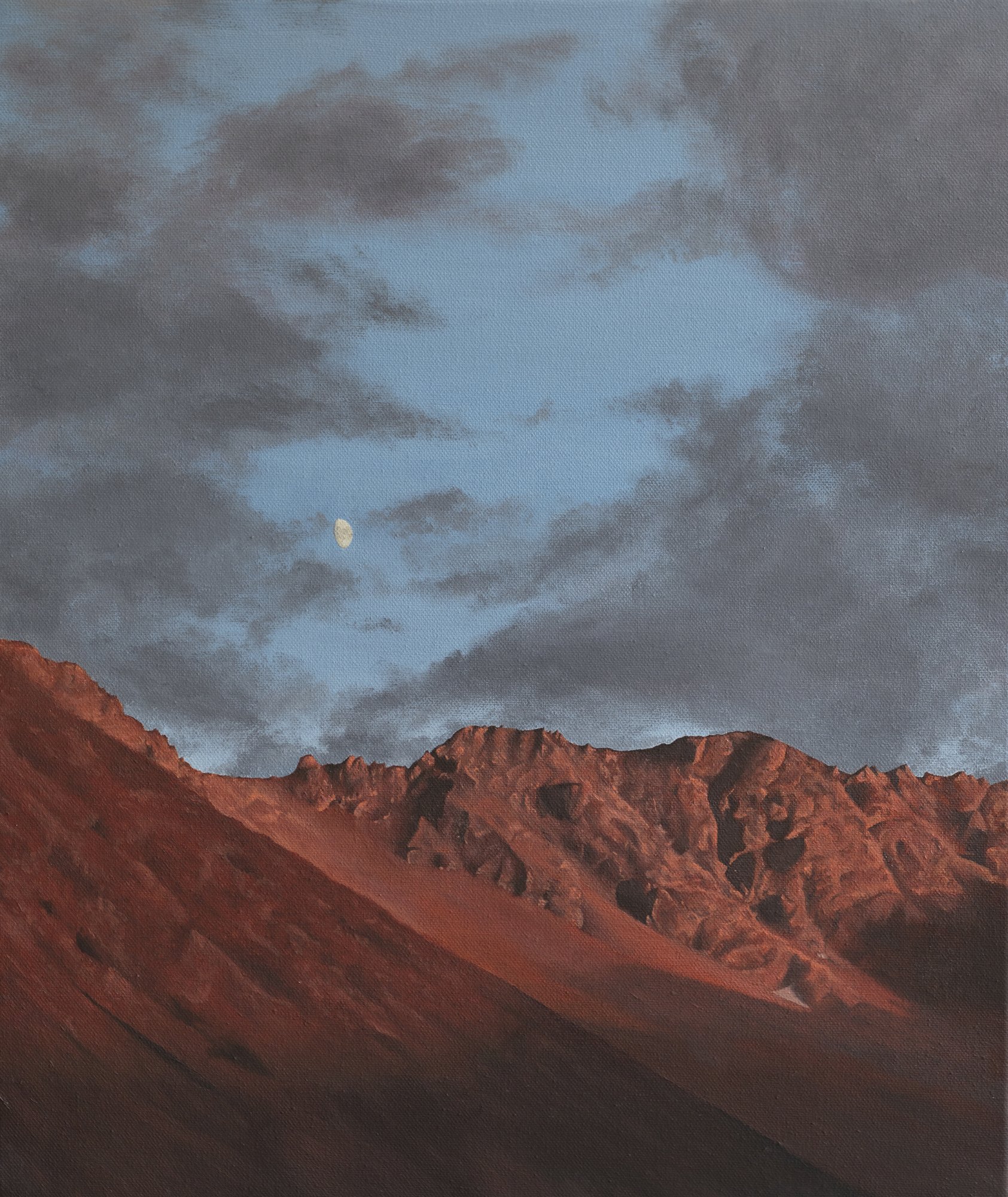 Crépuscule aux Lacs Jovets, huile sur toile d'Inès Bottollier